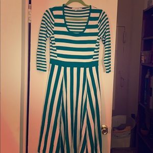 Boden green striped knee length sweater dress US6
